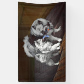 Keeshond Playtime Malerei - Niedliche Original Dog Banner (Vertikal)