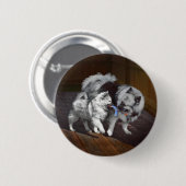 Keeshond Playtime Malerei - Niedliche Original Dog Button (Vorne & Hinten)