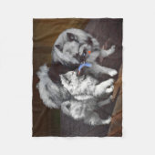 Keeshond Playtime Malerei - Niedliche Original Dog Fleecedecke (Vorderseite)