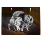 Keeshond Playtime Malerei - Niedliche Original Dog Große Geschenktüte (Vorderseite)