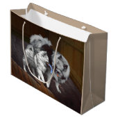 Keeshond Playtime Malerei - Niedliche Original Dog Große Geschenktüte (Vorderseite Schrägansicht)