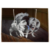 Keeshond Playtime Malerei - Niedliche Original Dog Große Geschenktüte (Rückseite)