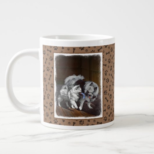 Keeshond Playtime Malerei - Niedliche Original Dog Jumbo-Tasse (Links)