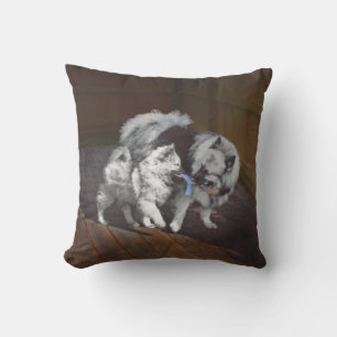 Keeshond Playtime Malerei - Niedliche Original Dog Kissen