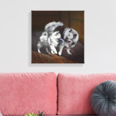 Keeshond Playtime Malerei - Niedliche Original Dog Leinwanddruck (Insitu (Wohnzimmer))
