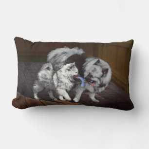 Keeshond Playtime Malerei - Niedliche Original Dog Lendenkissen