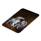 Keeshond Playtime Malerei - Niedliche Original Dog Magnet (Linke Seite)