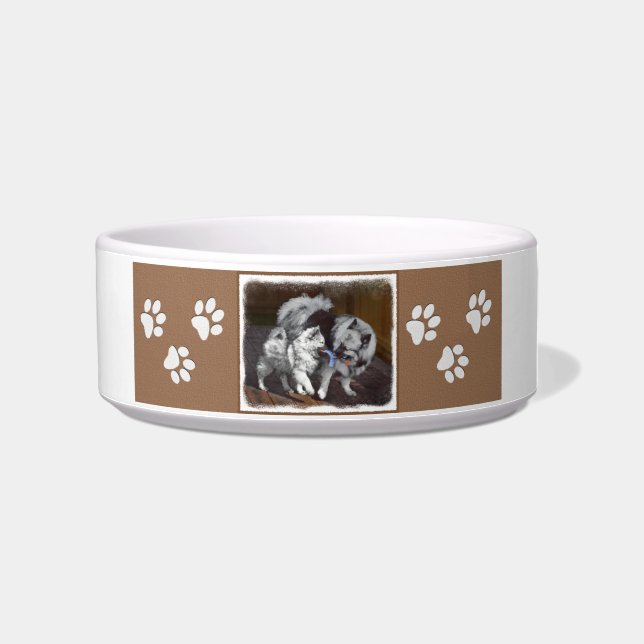 Keeshond Playtime Malerei - Niedliche Original Dog Napf (Rechts)