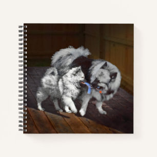 Keeshond Playtime Malerei - Niedliche Original Dog Notizblock