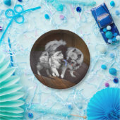 Keeshond Playtime Malerei - Niedliche Original Dog Pappteller (Party)