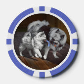 Keeshond Playtime Malerei - Niedliche Original Dog Pokerchips (Vorderseite)