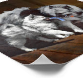 Keeshond Playtime Malerei - Niedliche Original Dog Poster (Ecke)