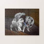 Keeshond Playtime Malerei - Niedliche Original Dog Puzzle (Horizontal)