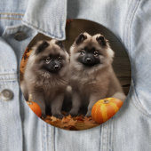 Keeshond Puppy Autumn Delight Pumpkin Button (Beispiel)