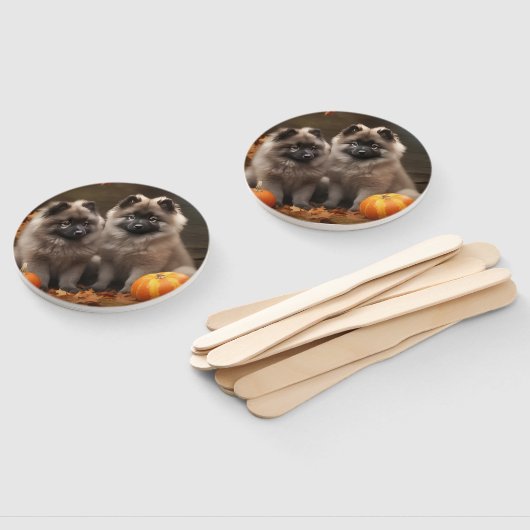 Keeshond Puppy Autumn Delight Pumpkin Fächer (Non-assembled)