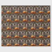 Keeshond Puppy Autumn Delight Pumpkin Geschenkpapier (Flach)