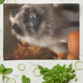 Keeshond Puppy Autumn Delight Pumpkin Geschirrtuch (Gefaltet)