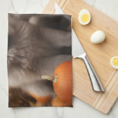 Keeshond Puppy Autumn Delight Pumpkin Geschirrtuch (Viertel Falte)