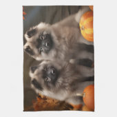 Keeshond Puppy Autumn Delight Pumpkin Geschirrtuch (Vertikal)