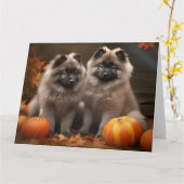 Keeshond Puppy Autumn Delight Pumpkin Karte (Gelbe Blume)