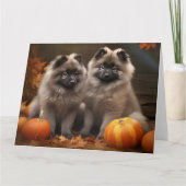 Keeshond Puppy Autumn Delight Pumpkin Karte (Vorderseite)