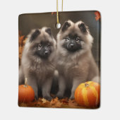 Keeshond Puppy Autumn Delight Pumpkin Keramikornament (Links)