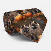 Keeshond Puppy Autumn Delight Pumpkin Krawatte (Gerollt)