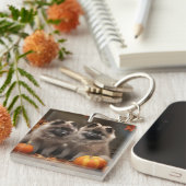 Keeshond Puppy Autumn Delight Pumpkin Schlüsselanhänger (Vorderseite rechts)