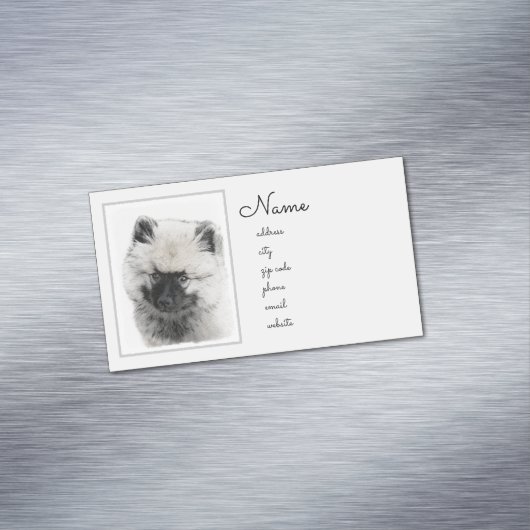 Keeshond Puppy Drawing - Cute Original Dog Art Magnetische Visitenkarte (Beispiel)