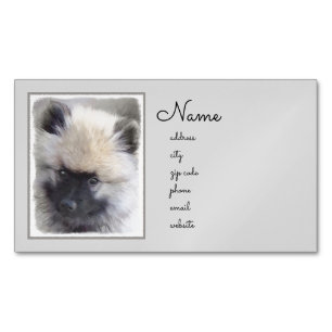 Keeshond Puppy Painting - Niedliche Original Dog A Magnetische Visitenkarte