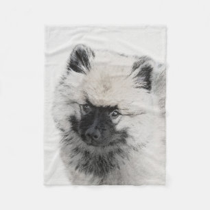 Keeshond Puppy Zeichne - Niedliche Original Hundek Fleecedecke