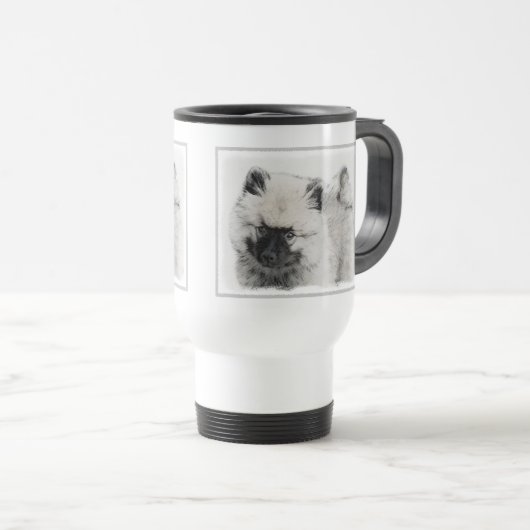 Keeshond Puppy Zeichne - Niedliche Original Hundek Reisebecher (VorderseiteRechts)