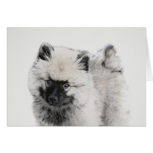 Keeshond Puppy Zeichnend - Niedliche Original Hund (Vorderseite (Horizontal))