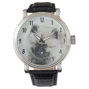 Keeshond Puppy Zeichnend - Niedliche Original Hund Armbanduhr