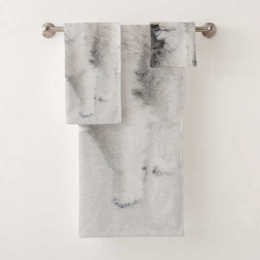 Keeshond Puppy Zeichnend - Niedliche Original Hund Badhandtuch Set (Insitu)