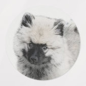 Keeshond Puppy Zeichnend - Niedliche Original Hund Etiketten (Design 2)