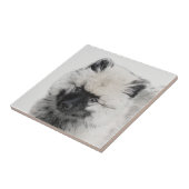 Keeshond Puppy Zeichnend - Niedliche Original Hund Fliese (Seite)