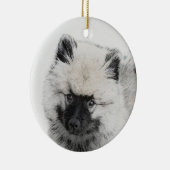 Keeshond Puppy Zeichnend - Niedliche Original Hund Keramik Ornament (Rechts)