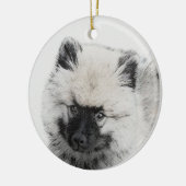 Keeshond Puppy Zeichnend - Niedliche Original Hund Keramik Ornament (Links)