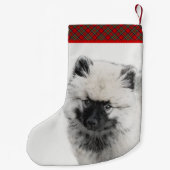Keeshond Puppy Zeichnend - Niedliche Original Hund Kleiner Weihnachtsstrumpf (Rückseite)