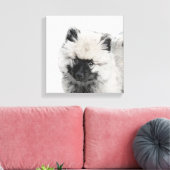 Keeshond Puppy Zeichnend - Niedliche Original Hund Leinwanddruck (Insitu (Wohnzimmer))