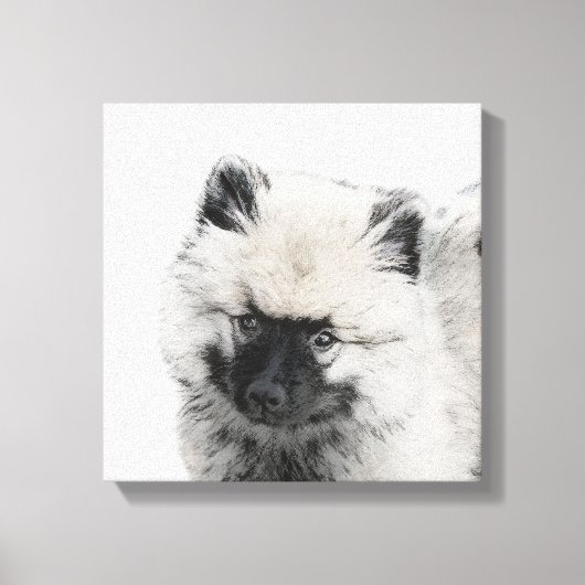 Keeshond Puppy Zeichnend - Niedliche Original Hund Leinwanddruck (Vorderseite)