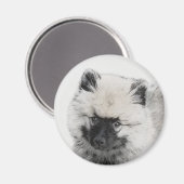 Keeshond Puppy Zeichnend - Niedliche Original Hund Magnet (Vorderseite/Rückseite)