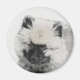 Keeshond Puppy Zeichnend - Niedliche Original Hund Magnet