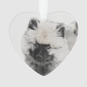 Keeshond Puppy Zeichnend - Niedliche Original Hund Ornament