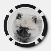 Keeshond Puppy Zeichnend - Niedliche Original Hund Pokerchips (Rückseite)