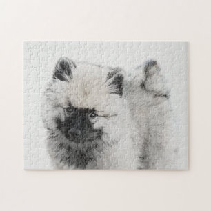 Keeshond Puppy Zeichnend - Niedliche Original Hund Puzzle