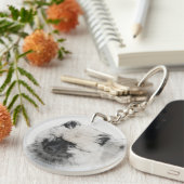 Keeshond Puppy Zeichnend - Niedliche Original Hund Schlüsselanhänger (Vorderseite rechts)