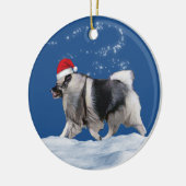 Keeshond Santa Christmas Keramik Ornament (Links)