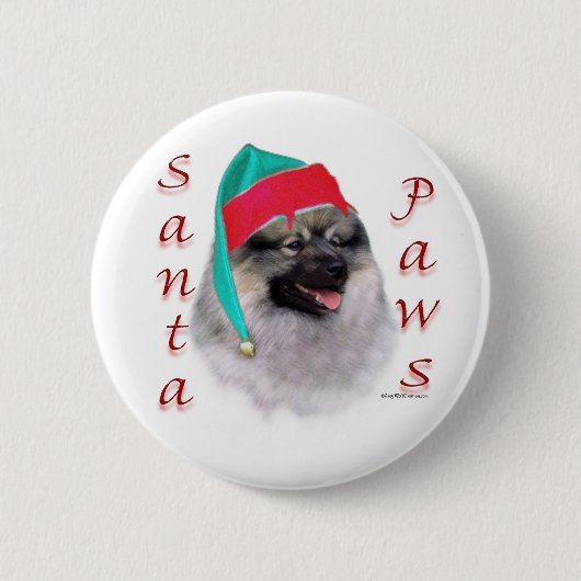 Keeshond Santa Paws Button (Vorderseite)